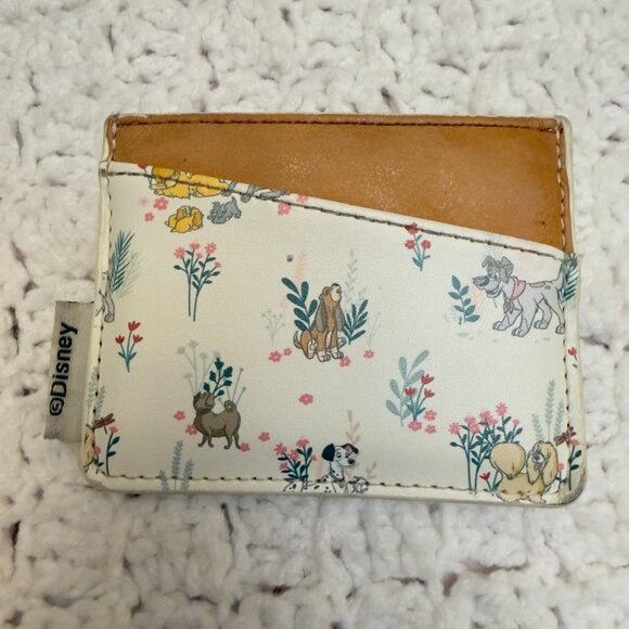 Loungefly Handbags - Loungefly Disney Dogs‎ Floral Cardholder - BoxLunch Exclusive Ivory Green Tan